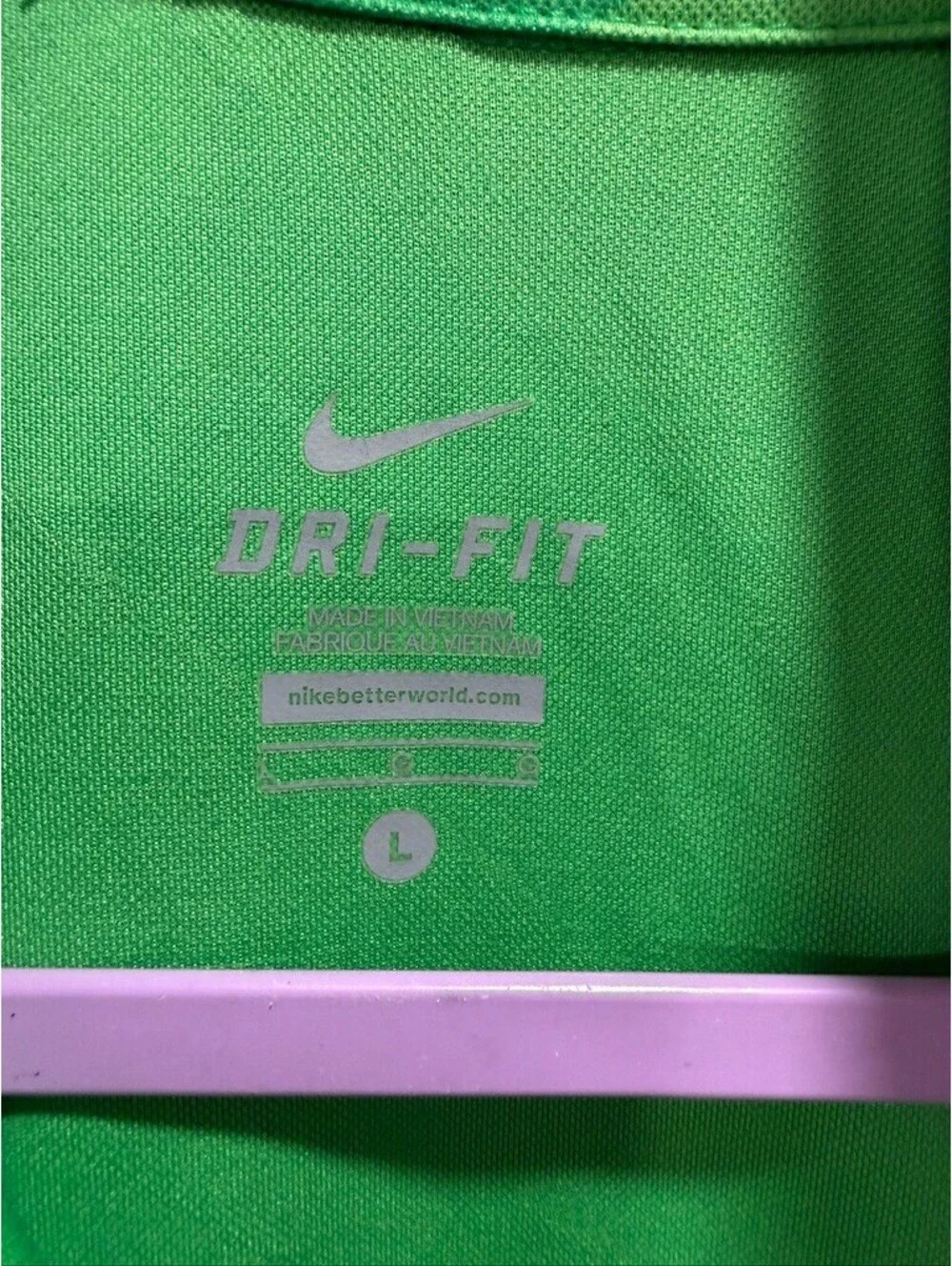 Nike Long Sleeve Half-Zip Pullover Top Size Large Green Lightning Bolt Pattern